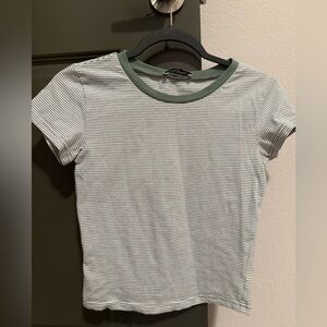 Princess Polly Green and White Striped Baby Tee